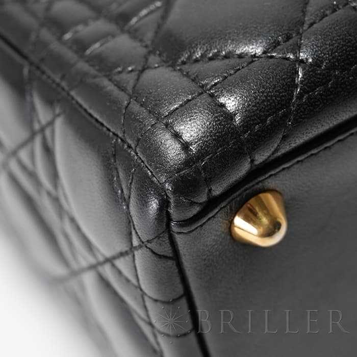 CHRISTIAN DIOR クリスチャン ディオール レディディオール ラージ カナージュ ラムスキン ブラック 22