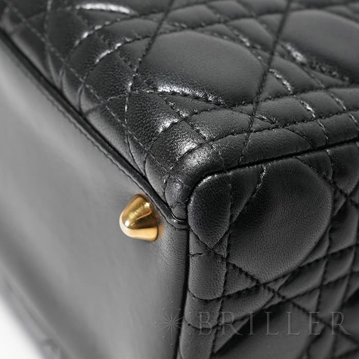 CHRISTIAN DIOR クリスチャン ディオール レディディオール ラージ カナージュ ラムスキン ブラック 23
