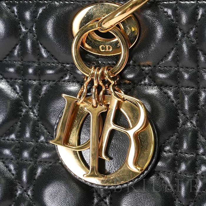 CHRISTIAN DIOR クリスチャン ディオール レディディオール ラージ カナージュ ラムスキン ブラック 3