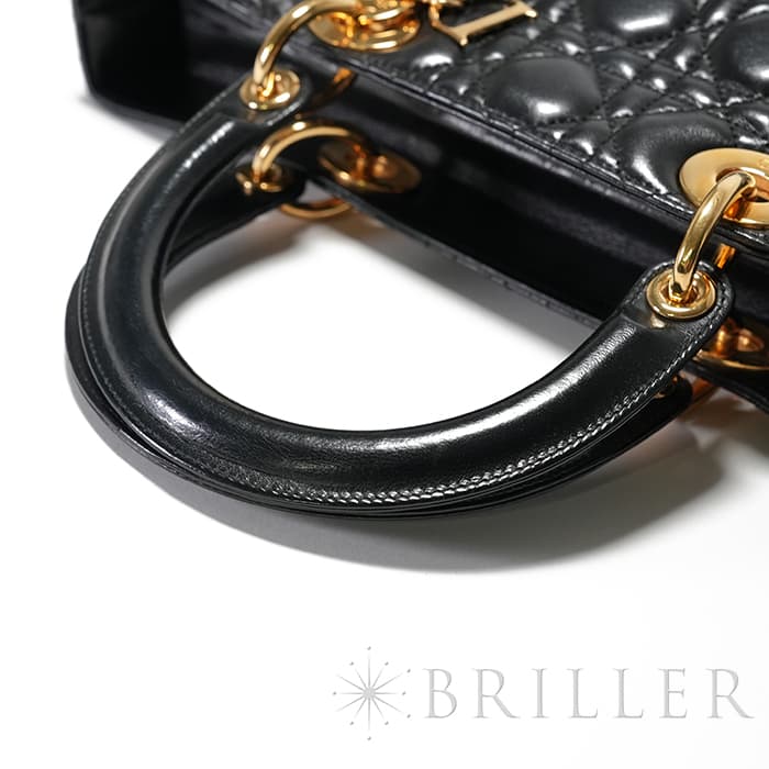 CHRISTIAN DIOR クリスチャン ディオール レディディオール ラージ カナージュ ラムスキン ブラック 5