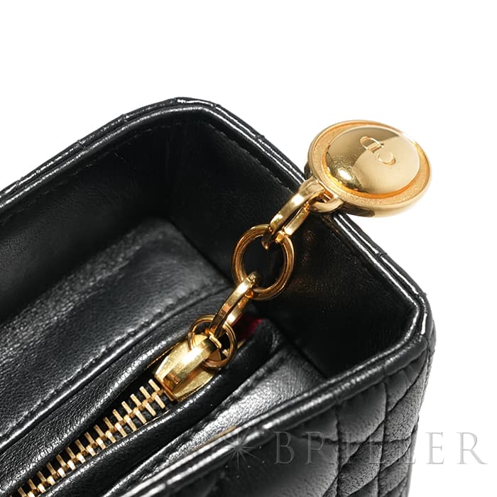 CHRISTIAN DIOR クリスチャン ディオール レディディオール ラージ カナージュ ラムスキン ブラック 7