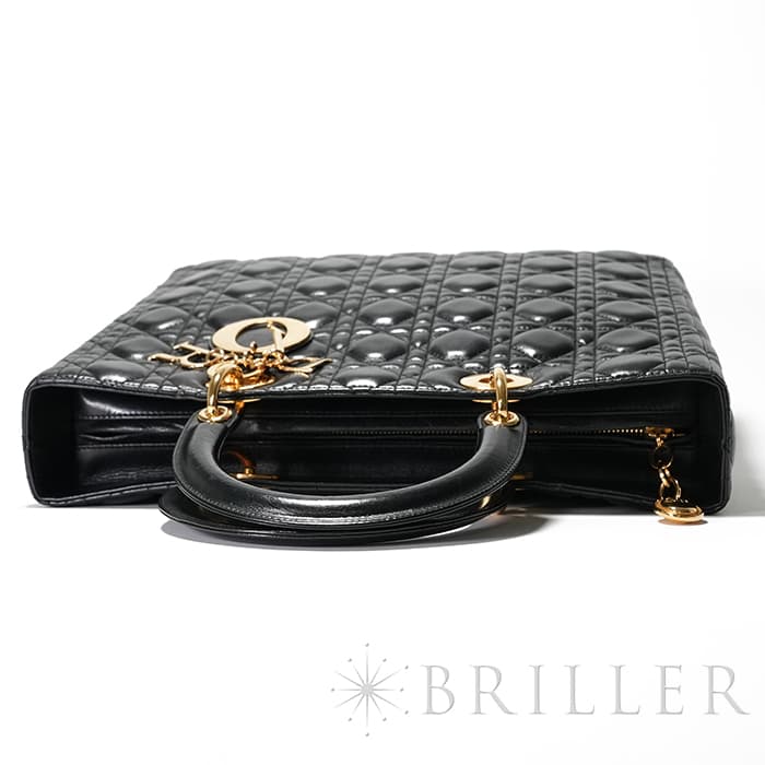 CHRISTIAN DIOR クリスチャン ディオール レディディオール ラージ カナージュ ラムスキン ブラック 8