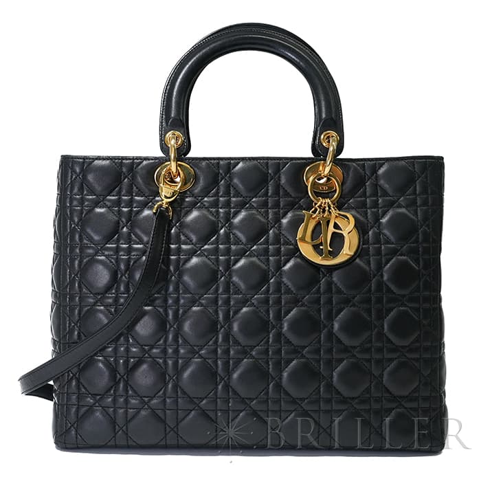 CHRISTIAN DIOR クリスチャン ディオール レディディオール ラージ 2way バッグ カナージュ ラムスキン ブラック メイン