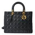 CHRISTIAN DIOR クリスチャン ディオール レディディオール ラージ 2way バッグ カナージュ ラムスキン ブラック メイン