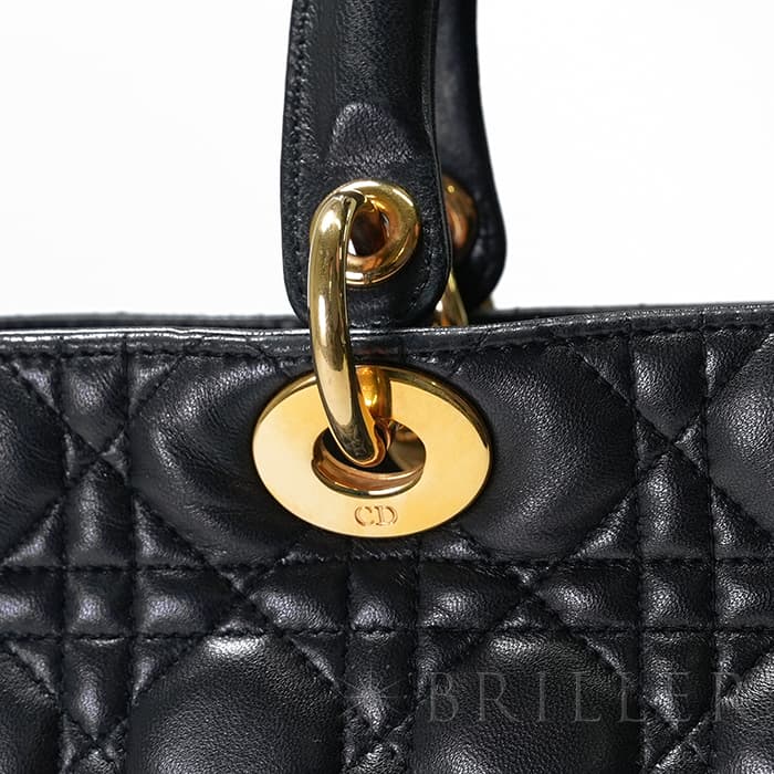 CHRISTIAN DIOR クリスチャン ディオール レディディオール ラージ 2way バッグ カナージュ ラムスキン ブラック 11