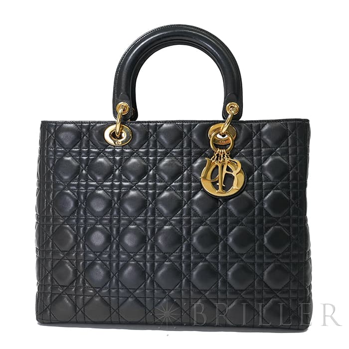 CHRISTIAN DIOR クリスチャン ディオール レディディオール ラージ 2way バッグ カナージュ ラムスキン ブラック 12