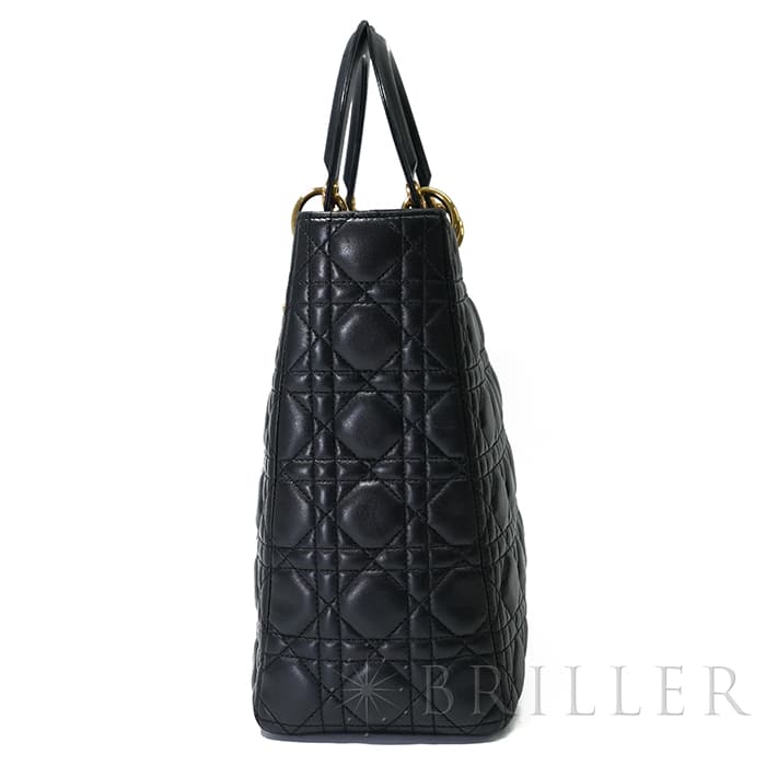 CHRISTIAN DIOR クリスチャン ディオール レディディオール ラージ 2way バッグ カナージュ ラムスキン ブラック 14