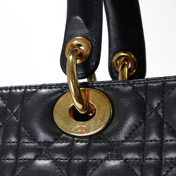 CHRISTIAN DIOR クリスチャン ディオール レディディオール ラージ 2way バッグ カナージュ ラムスキン ブラック 15