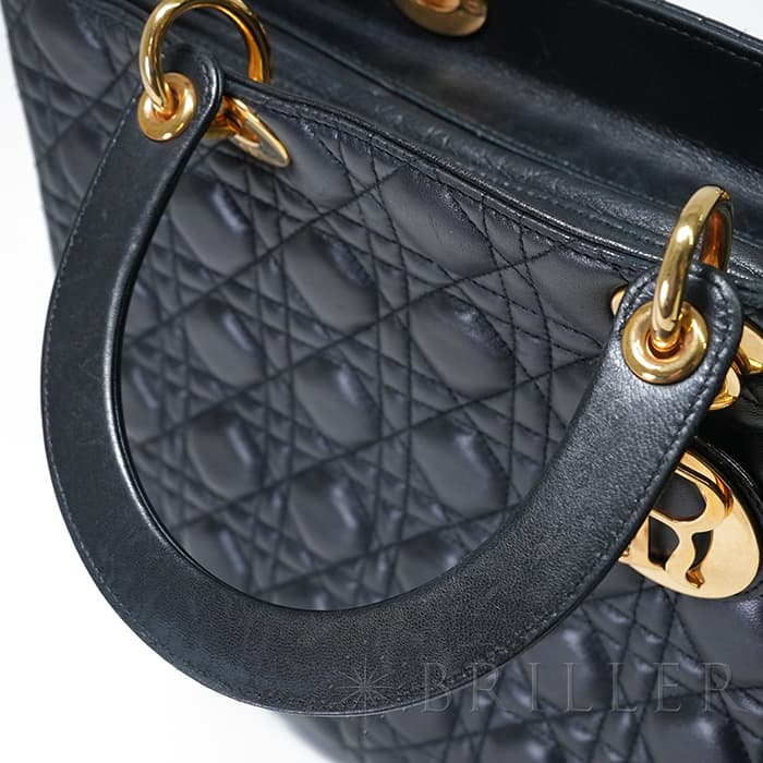 CHRISTIAN DIOR クリスチャン ディオール レディディオール ラージ 2way バッグ カナージュ ラムスキン ブラック 16