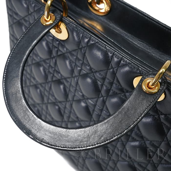 CHRISTIAN DIOR クリスチャン ディオール レディディオール ラージ 2way バッグ カナージュ ラムスキン ブラック 17