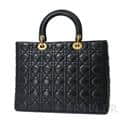 CHRISTIAN DIOR クリスチャン ディオール レディディオール ラージ 2way バッグ カナージュ ラムスキン ブラック 1