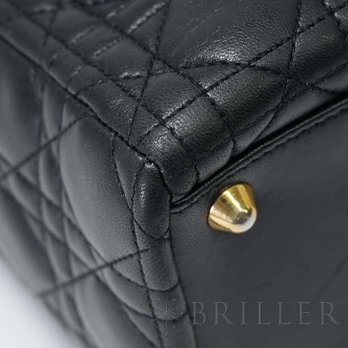 CHRISTIAN DIOR クリスチャン ディオール レディディオール ラージ 2way バッグ カナージュ ラムスキン ブラック 19