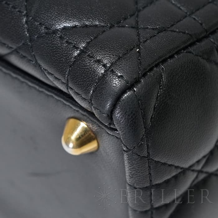 CHRISTIAN DIOR クリスチャン ディオール レディディオール ラージ 2way バッグ カナージュ ラムスキン ブラック 22