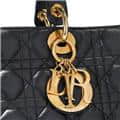 CHRISTIAN DIOR クリスチャン ディオール レディディオール ラージ 2way バッグ カナージュ ラムスキン ブラック 3