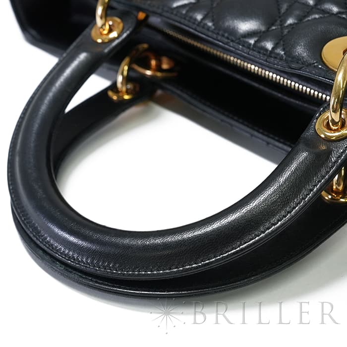 CHRISTIAN DIOR クリスチャン ディオール レディディオール ラージ 2way バッグ カナージュ ラムスキン ブラック 5