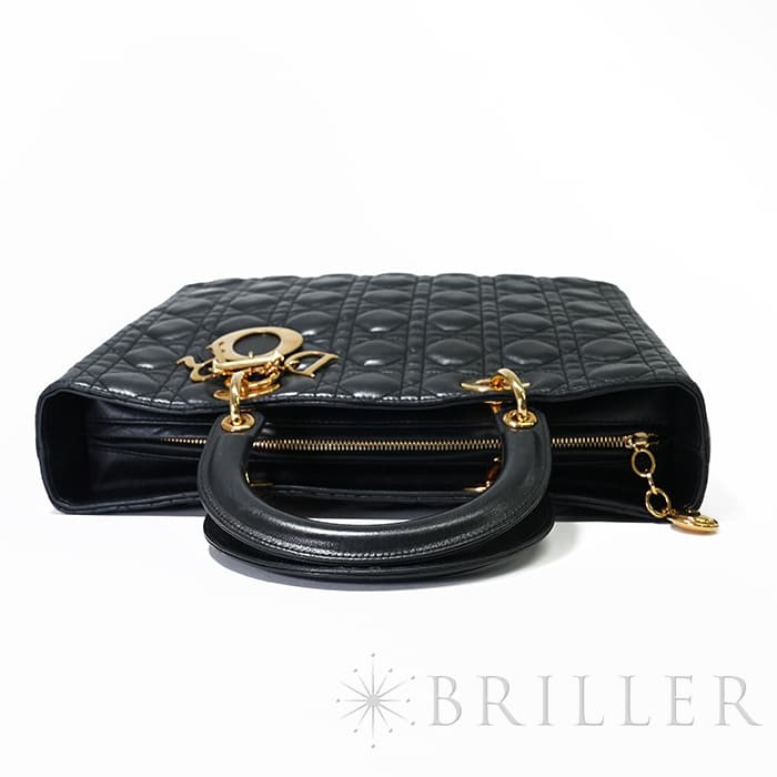 CHRISTIAN DIOR クリスチャン ディオール レディディオール ラージ 2way バッグ カナージュ ラムスキン ブラック 8