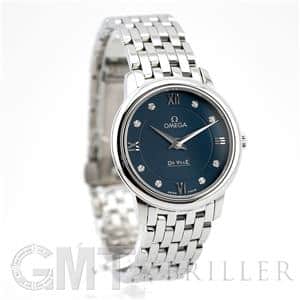 OMEGA オメガ デ・ヴィル プレステージ ブルー 8Pダイヤ 424.10.27.60.53.001