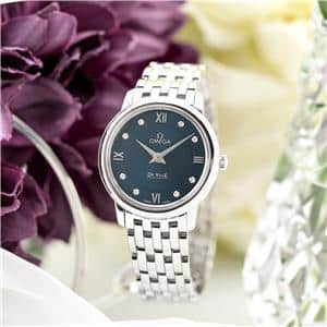 OMEGA オメガ デ・ヴィル プレステージ ブルー 8Pダイヤ 424.10.27.60.53.001