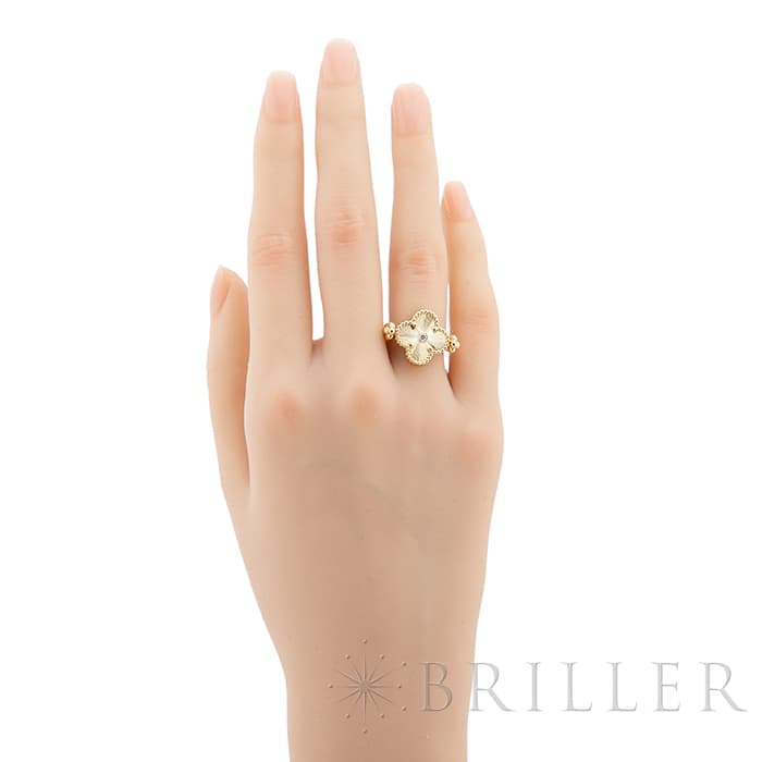 Van Cleef & Arpels ヴァン クリーフ&アーペル アルハンブラ ヴィンテージアルハンブラ リング イエローゴールド アゲート ダイヤモンド 7号 VCARPGV147 12
