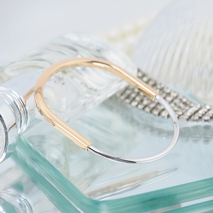 TIFFANY & Co. ティファニー ロック ナローバングル ローズゴールド ホワイトゴールド ミディアム 74365078/74365094 2