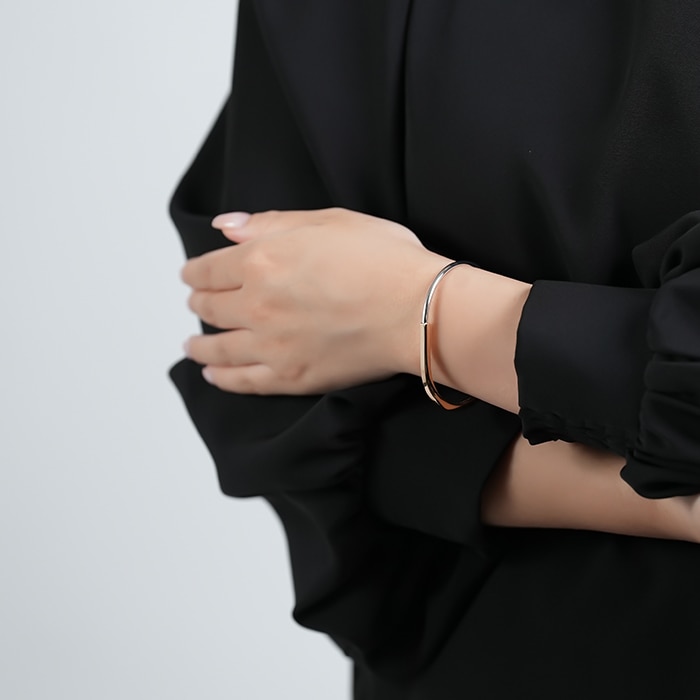 TIFFANY & Co. ティファニー ロック ナローバングル ローズゴールド ホワイトゴールド ミディアム 74365078/74365094 14