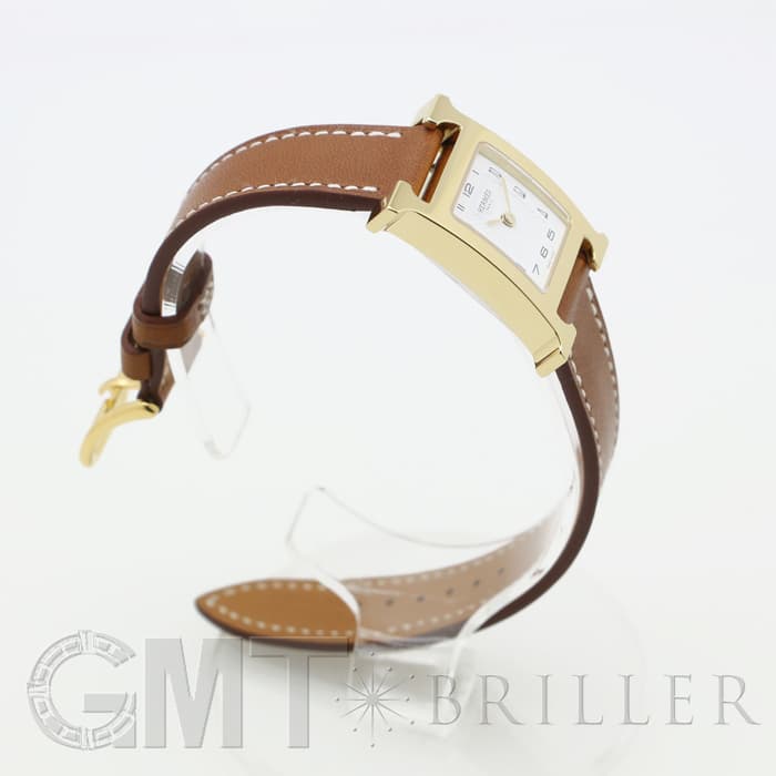 HERMES エルメス Hウォッチ HH1.201.131/VBA 036734WW00  Hウォッチゴールドプレーテッド ナチュラルブラウン 12
