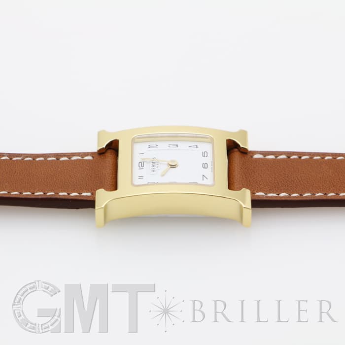 HERMES エルメス Hウォッチ HH1.201.131/VBA 036734WW00  Hウォッチゴールドプレーテッド ナチュラルブラウン 16