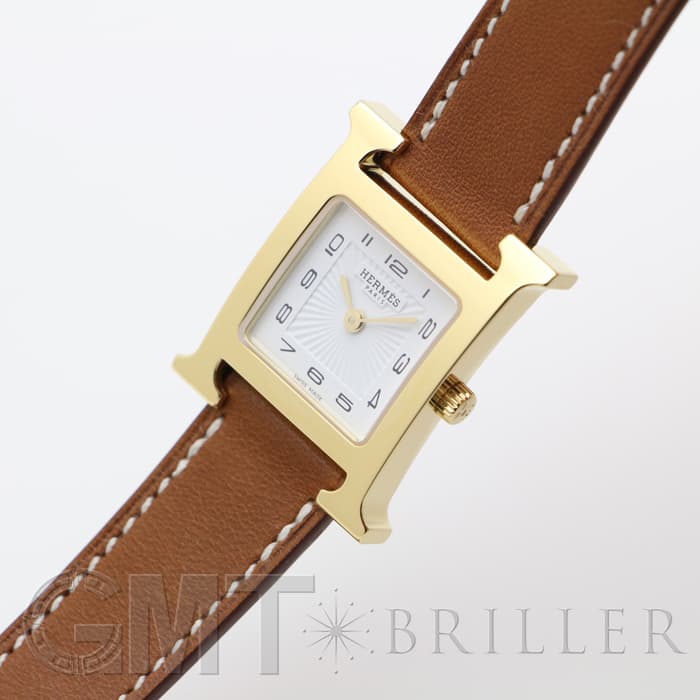 HERMES エルメス Hウォッチ HH1.201.131/VBA 036734WW00  Hウォッチゴールドプレーテッド ナチュラルブラウン 18