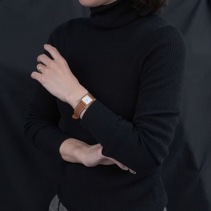 HERMES エルメス Hウォッチ HH1.201.131/VBA 036734WW00  Hウォッチゴールドプレーテッド ナチュラルブラウン 29