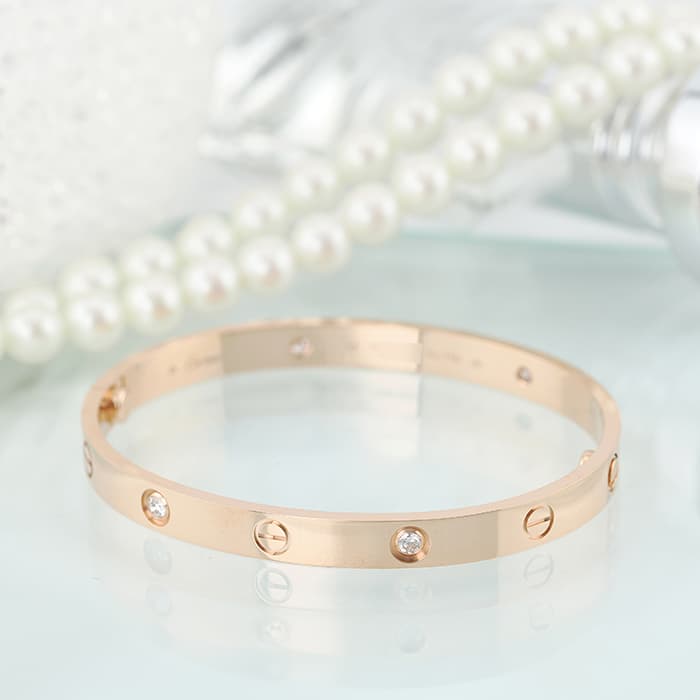 CARTIER カルティエ ラブ ブレスレット ピンクゴールド 4ダイヤモンド 18号 B6069918 2