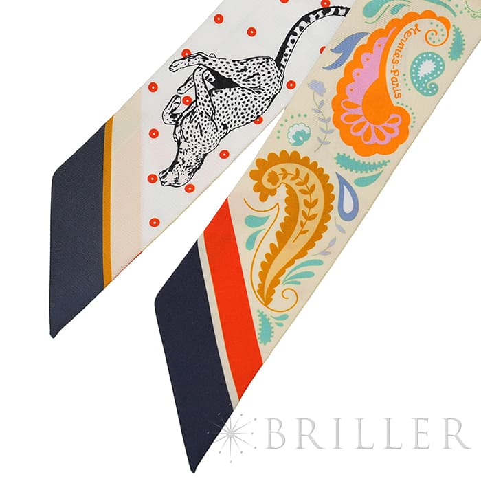 HERMES エルメス ツイリー チーター・バンダナ ジョーヌ・スフル / オレンジ / グリーン H064179S 07 11