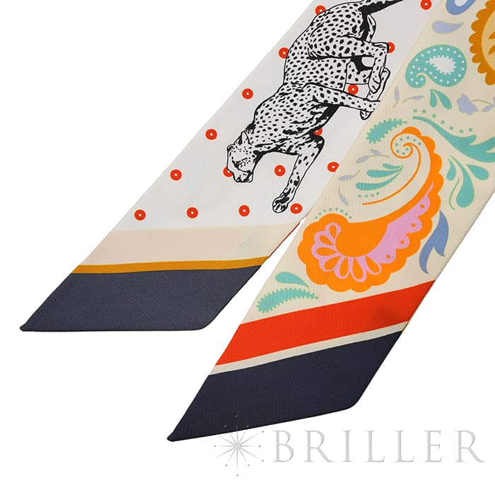 HERMES エルメス ツイリー チーター・バンダナ ジョーヌ・スフル / オレンジ / グリーン H064179S 07 16