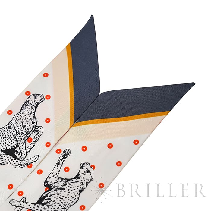 HERMES エルメス ツイリー チーター・バンダナ ジョーヌ・スフル / オレンジ / グリーン H064179S 07 17