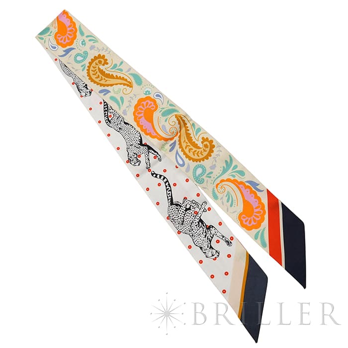 HERMES エルメス ツイリー チーター・バンダナ ジョーヌ・スフル / オレンジ / グリーン H064179S 07 18