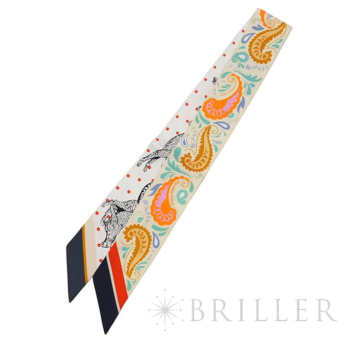 HERMES エルメス ツイリー チーター・バンダナ ジョーヌ・スフル / オレンジ / グリーン H064179S 07 1