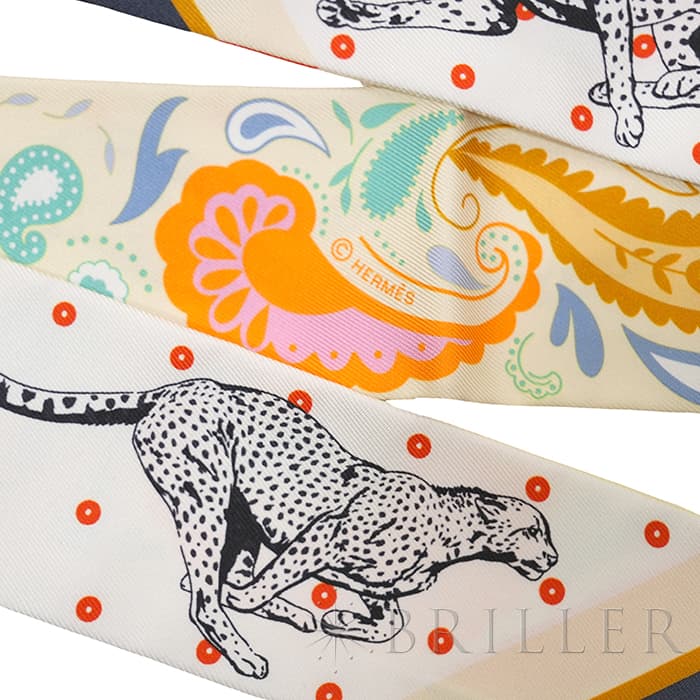 HERMES エルメス ツイリー チーター・バンダナ ジョーヌ・スフル / オレンジ / グリーン H064179S 07 27