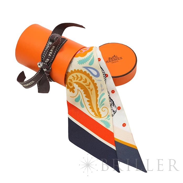 HERMES エルメス ツイリー チーター・バンダナ ジョーヌ・スフル / オレンジ / グリーン H064179S 07 29