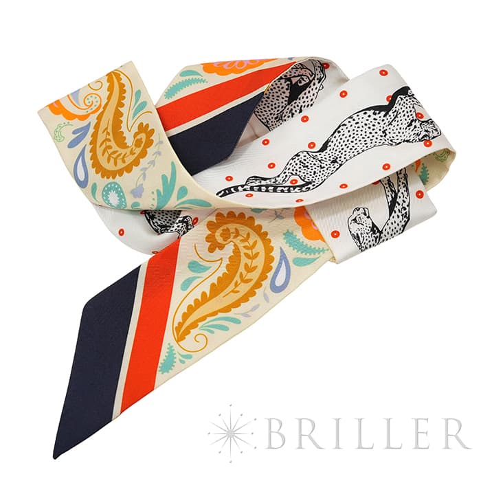 HERMES エルメス ツイリー チーター・バンダナ ジョーヌ・スフル / オレンジ / グリーン H064179S 07 3