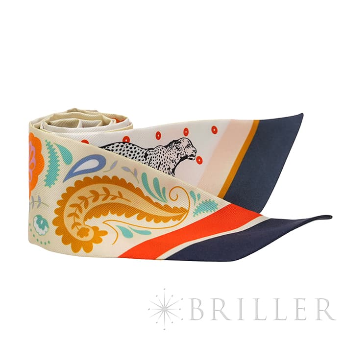 HERMES エルメス ツイリー チーター・バンダナ ジョーヌ・スフル / オレンジ / グリーン H064179S 07 4