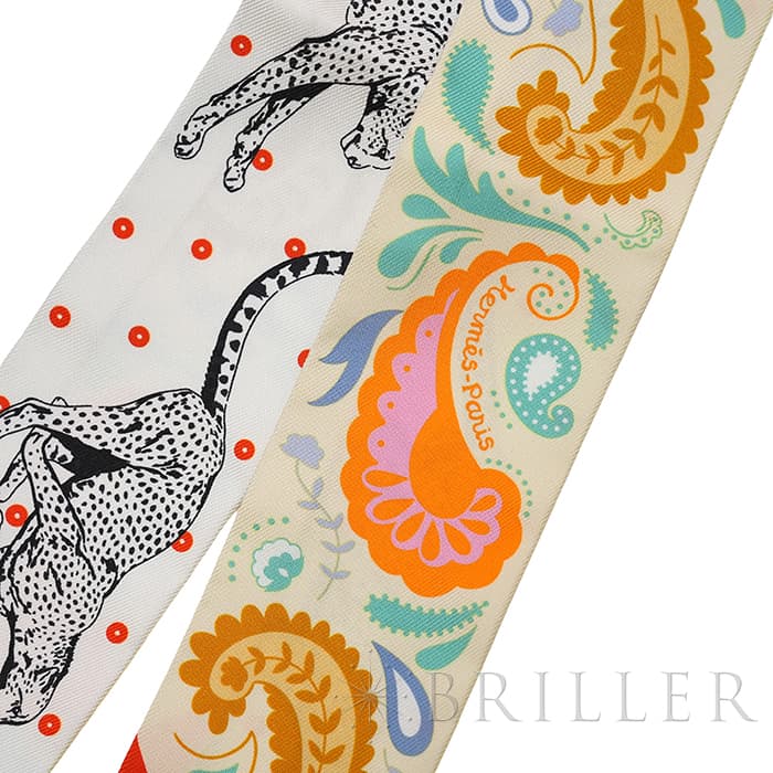 HERMES エルメス ツイリー チーター・バンダナ ジョーヌ・スフル / オレンジ / グリーン H064179S 07 5