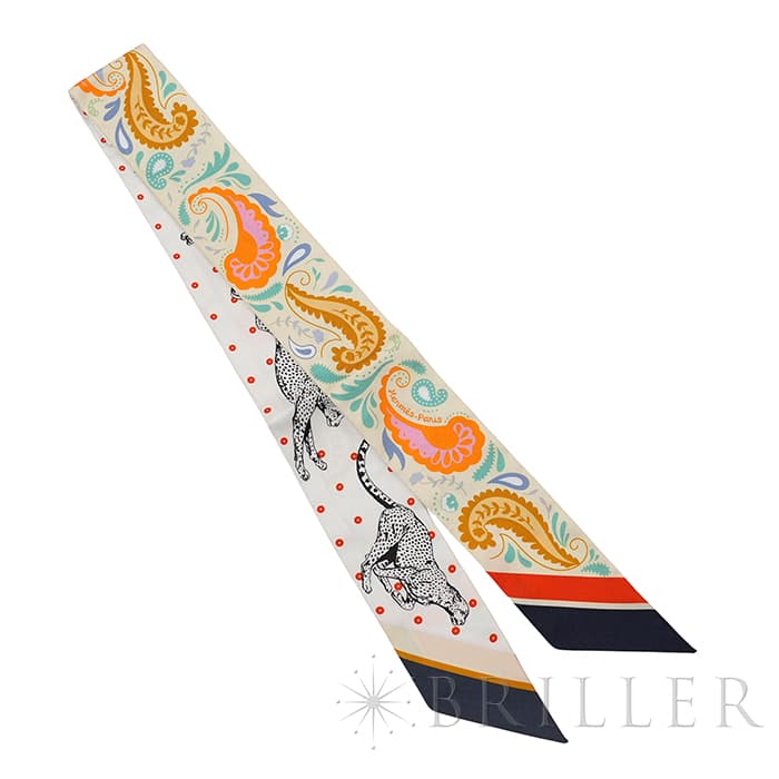 HERMES エルメス ツイリー チーター・バンダナ ジョーヌ・スフル / オレンジ / グリーン H064179S 07 6