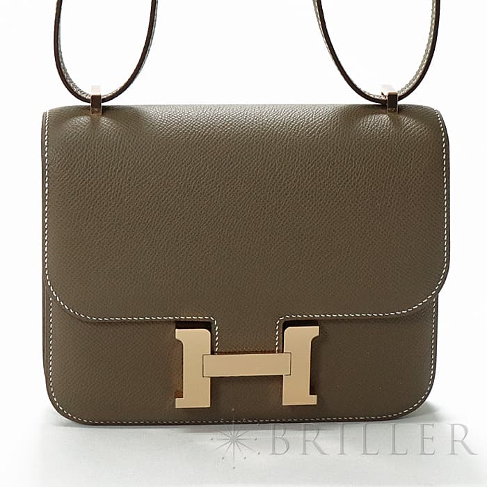 HERMES エルメス コンスタンス 3 ミニ ミロワール エプソン エトゥープ ピンクゴールド金具 ミラー付き 24