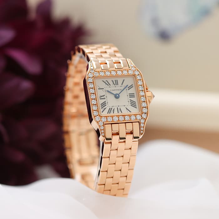 中古 Cartier カルティエ サントス ドゥモワゼル Wf9008z8 ピンクゴールド ダイヤベゼル 商品id 詳細ページ レディースブランド サロン Briller レディース腕時計 ブランドバッグ ブランドジュエリーのオンラインストア