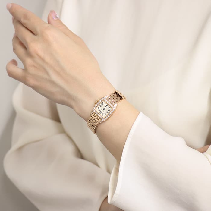 CARTIER カルティエ サントス ドゥモワゼル WF9008Z8 ピンクゴールド ダイヤベゼル 29