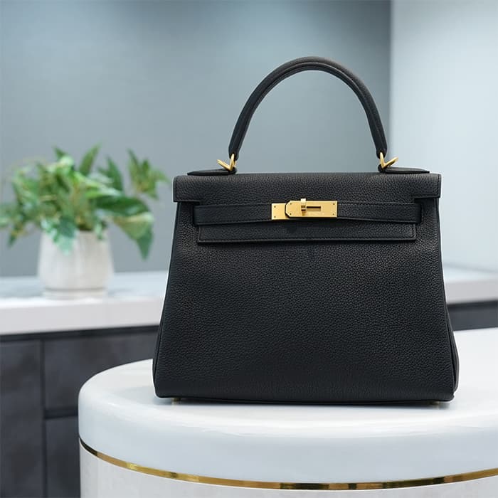 HERMES エルメス ケリー 28 トゴ ノワール マットゴールド金具 2