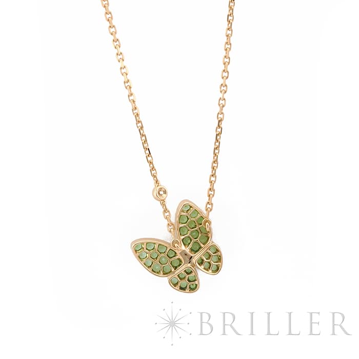 Van Cleef & Arpels ヴァン クリーフ&アーペル ドゥ パピヨン ペンダント ネックレス イエローゴールド ツァボライトガーネット ダイヤモンド VCAR06W700 1