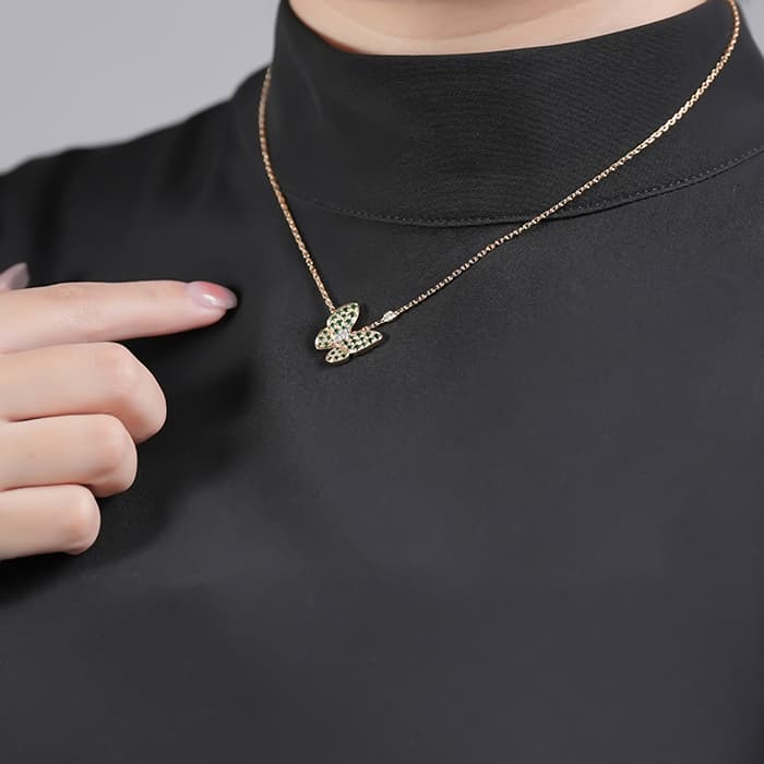 Van Cleef & Arpels ヴァン クリーフ&アーペル ドゥ パピヨン ペンダント ネックレス イエローゴールド ツァボライトガーネット ダイヤモンド VCAR06W700 14