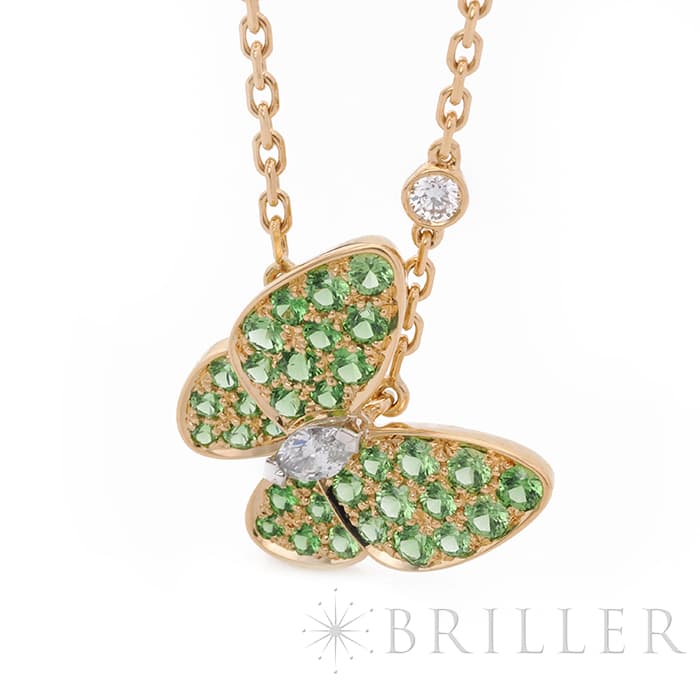 Van Cleef & Arpels ヴァン クリーフ&アーペル ドゥ パピヨン ペンダント ネックレス イエローゴールド ツァボライトガーネット ダイヤモンド VCAR06W700 4