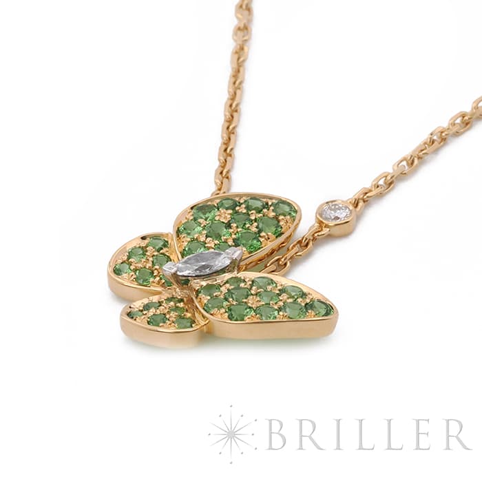 Van Cleef & Arpels ヴァン クリーフ&アーペル ドゥ パピヨン ペンダント ネックレス イエローゴールド ツァボライトガーネット ダイヤモンド VCAR06W700 5