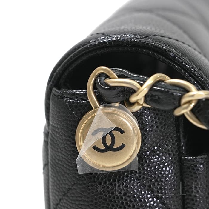 CHANEL シャネル ミニ フラップ バッグ ブラック キャビアスキン ゴールド金具 AS4907 B17672 94305 13